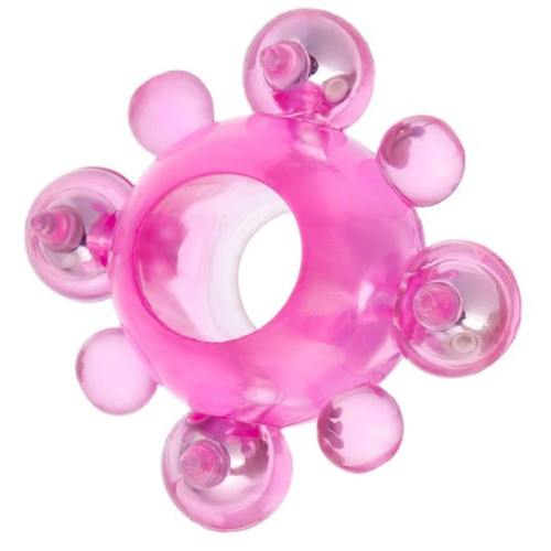 Розовое эрекционное кольцо c бусинками (розовый)