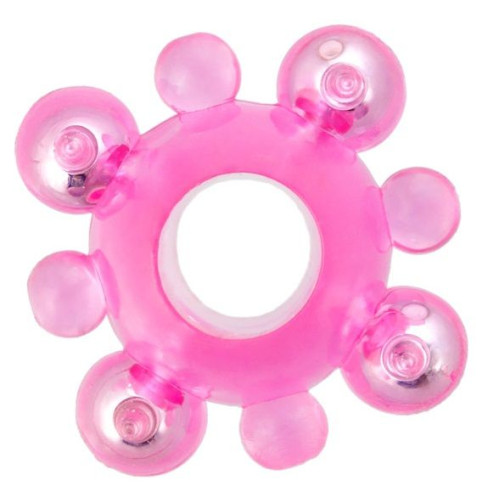 Розовое эрекционное кольцо c бусинками (розовый)
