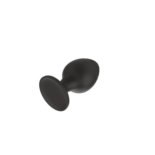 Черная малая силиконовая анальная пробка с ребрышками на кончике (черный)