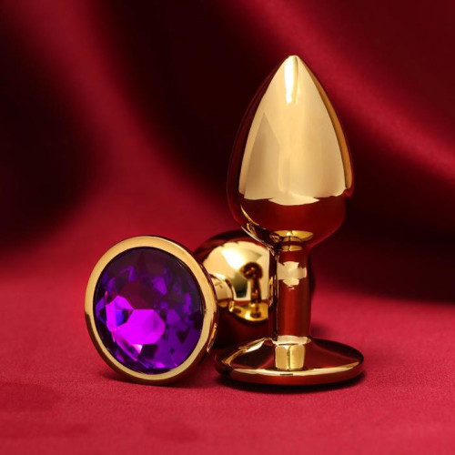 Золотистая анальная пробка с фиолетовым кристаллом (золотистый)