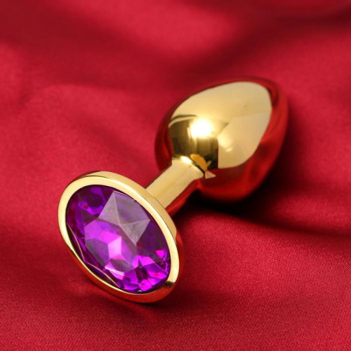 Золотистая анальная пробка с фиолетовым кристаллом (золотистый)