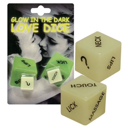 Кубики для любовных игр Glow-in-the-dark с надписями на английском (зеленый)