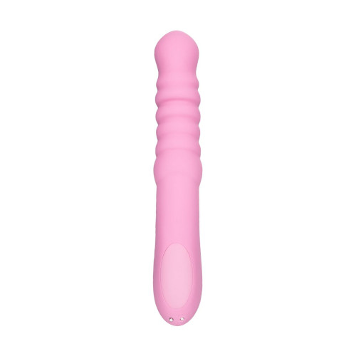 Розовый вибратор Lixy с возвратно-поступательным движением и нагревом - 23 см. (розовый)