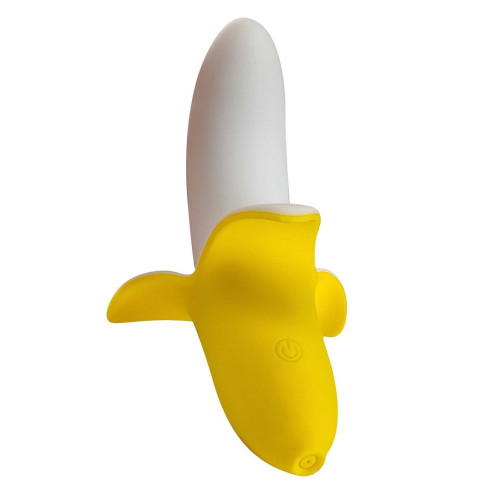 Оригинальный мини-вибратор в форме банана Mini Banana - 13 см. (белый с желтым)
