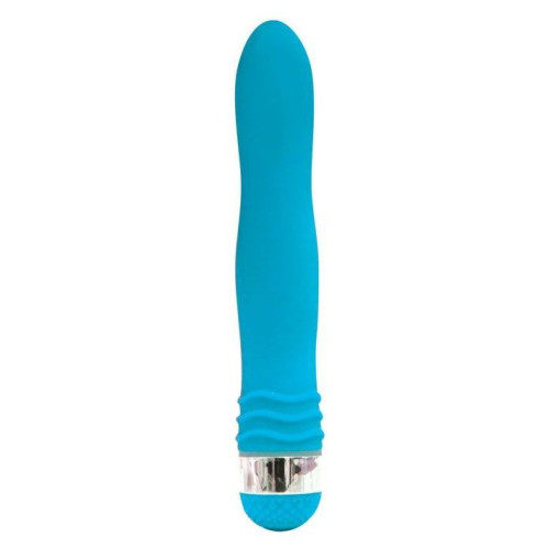 Голубой эргономичный вибратор Sexy Friend - 17,5 см. (голубой)