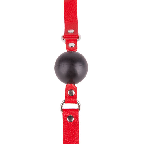 Чёрный кляп-шар с красным ремешком (черный с красным)