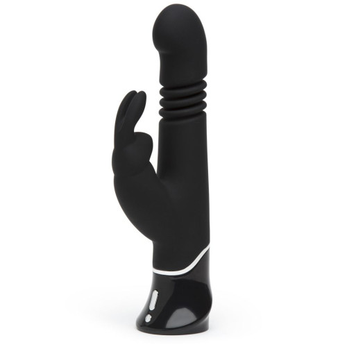 Черный хай-тек вибратор Greedy Girl Thrusting Rabbit Vibrator - 22,8 см. (черный)
