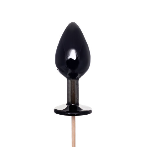 Черный леденец в форме малой анальной пробки со вкусом бейлиз (черный)