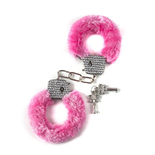 Розовые наручники с кристаллами BONDAGE (розовый)