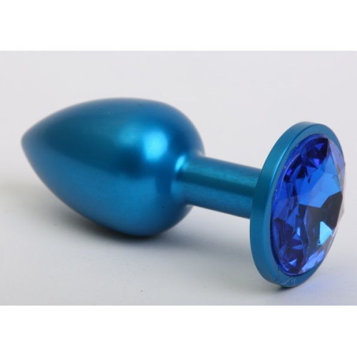 Синяя анальная пробка с синим кристаллом - 8,2 см. (синий)