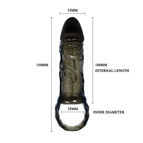 Фаллическая насадка на пенис с подхватом мошонки - 15 см. (дымчатый)