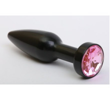 Чёрная удлинённая пробка с розовым кристаллом - 11,2 см. (розовый)