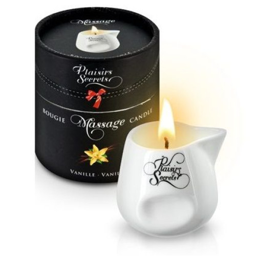 Массажная свеча с ароматом ванили Bougie Massage Gourmande Vanille - 80 мл. (белый)