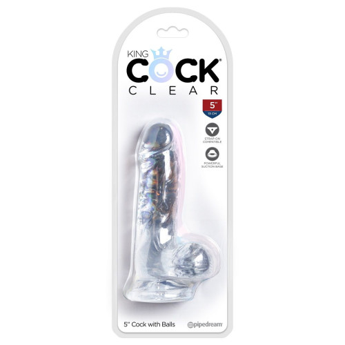 Прозрачный фаллоимитатор King Cock Clear 5  Cock with Balls - 15,2 см. (прозрачный)