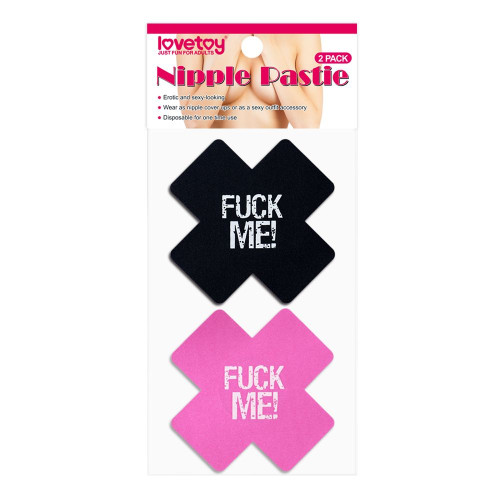 Набор из 2 пар пэстисов Cross Pattern Nipple Pasties (розовый с черным)