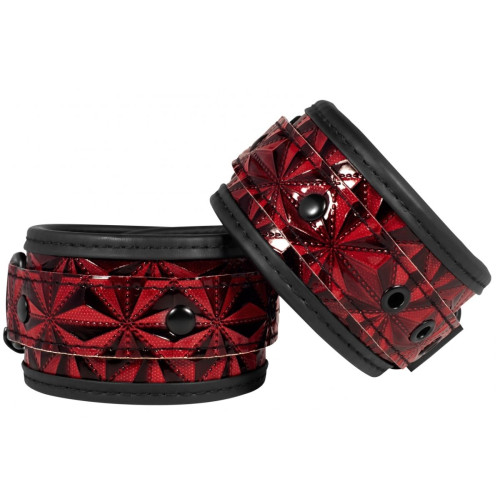 Красно-черные наручники и наножники Luxury Hogtie (красный с черным)