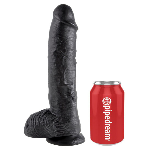 Реалистичный чёрный фаллоимитатор-гигант 10  Cock with Balls - 25,4 см. (черный)