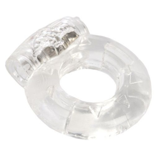 Толстое прозрачное эрекционное кольцо с вибратором (прозрачный)