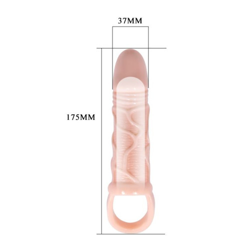 Телесная насадка на пенис с подхватом Brayden - 17 см. (телесный)