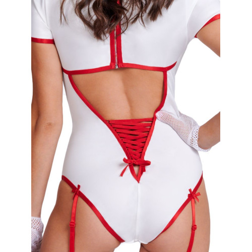 Пикантный костюм личной медсестры (белый с красным|M-L)