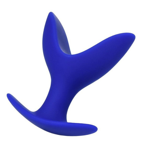 Синяя силиконовая расширяющая анальная втулка Bloom - 9 см. (синий)