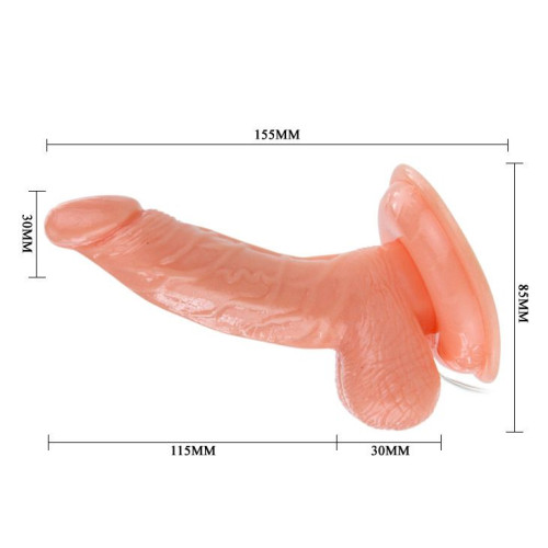 Вибромассажер-реалистик на присоске - 15,5 см. (телесный)