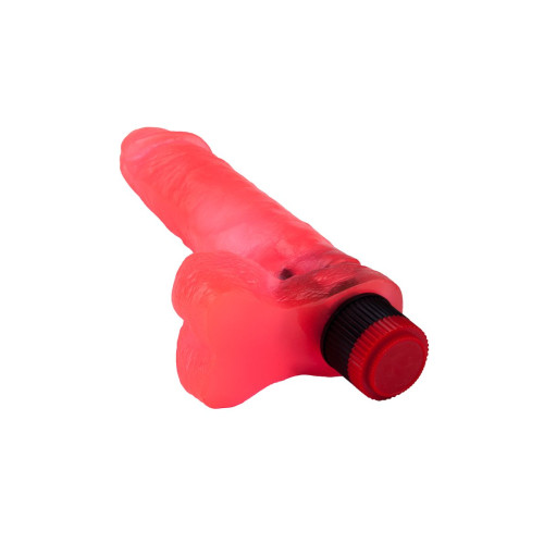 Розовый гелевый вибромассажёр в виде фаллоса - 19 см. (розовый)