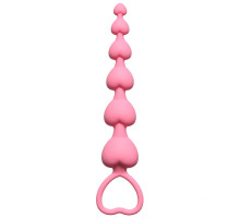Розовая анальная цепочка Heart s Beads Pink - 18 см. (розовый)