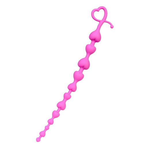 Розовая силиконовая анальная цепочка Long Sweety - 34 см. (розовый)