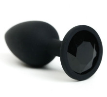 Черная анальная пробка с черным стразом - 7,6 см. (черный)