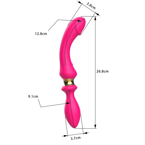 Розовый двусторонний вибромассажёр - 26,8 см. (розовый)