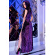 Длинное платье из бархатной ткани с капюшоном (фиолетовый|M)