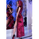 Длинное платье из бархатной ткани с капюшоном (бордовый|M)