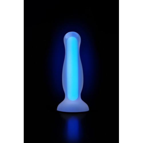Голубая, светящаяся в темноте анальная втулка Kyle Glow - 10 см. (голубой)