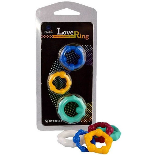 Набор из 3 цветных эрекционных колец Love Ring (разноцветный)