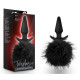 Силиконовая анальная пробка с чёрным заячьим хвостом Bunny Tail Pom Plug - 12,7 см. (черный)