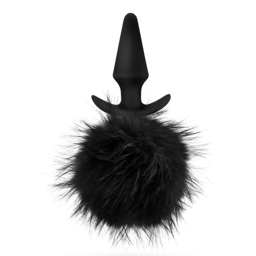 Силиконовая анальная пробка с чёрным заячьим хвостом Bunny Tail Pom Plug - 12,7 см. (черный)