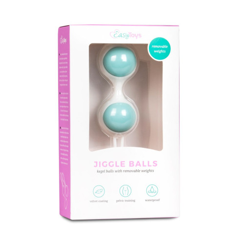 Бело-голубые вагинальные шарики Jiggle Balls (белый с голубым)