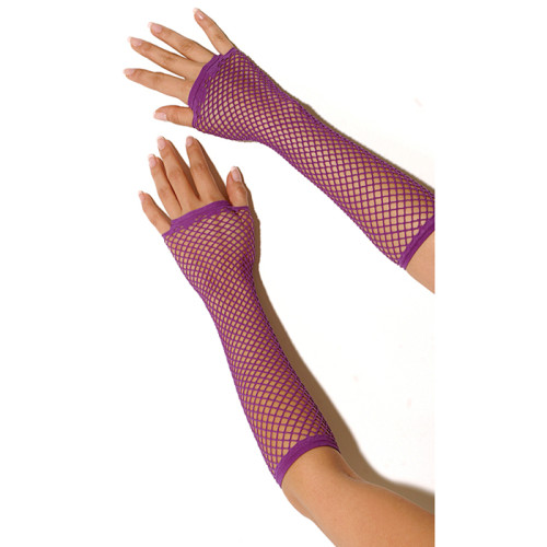 Длинные перчатки в сетку (фиолетовый|S-M-L)