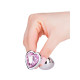 Серебристая анальная втулка с розовым кристаллом-сердцем - 7 см. (розовый)