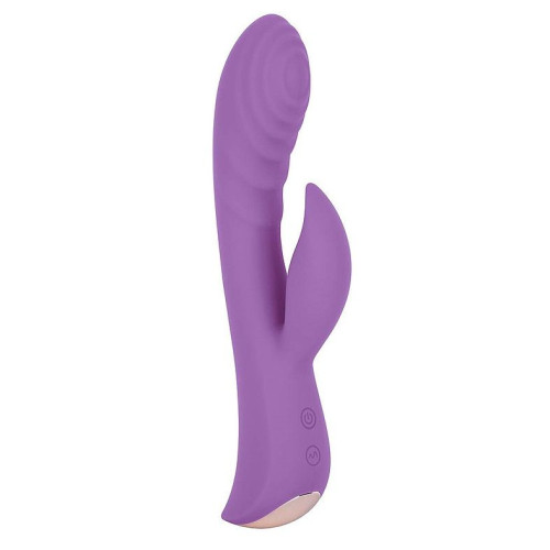 Фиолетовый вибромассажер-кролик 5  Silicone Ripple Passion - 19,1 см. (фиолетовый)