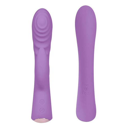 Фиолетовый вибромассажер-кролик 5  Silicone Ripple Passion - 19,1 см. (фиолетовый)