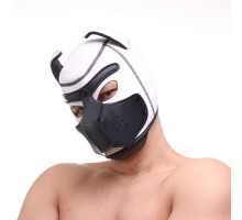 Белая неопреновая БДСМ-маска Puppy Play (белый)