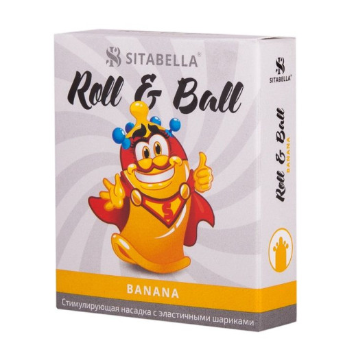 Стимулирующий презерватив-насадка Roll & Ball Banana (прозрачный)