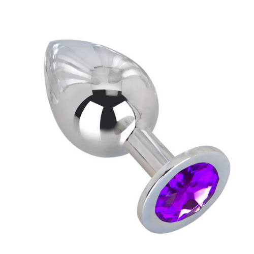 Большой плаг из стали с фиолетовым кристаллом Violet Dream - 9,5 см. (фиолетовый)