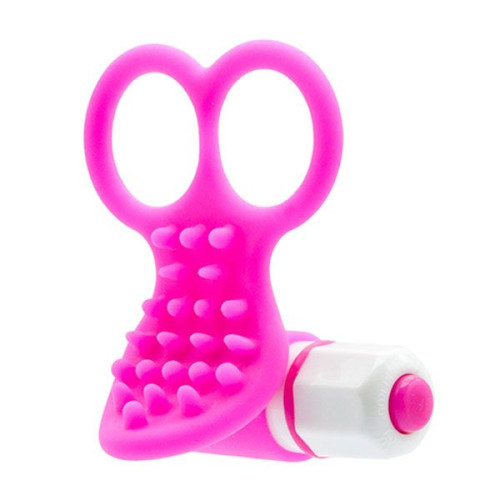 Розовый вибростимулятор с петлями для пальцев SEE YOU FINGERING PINK (розовый)