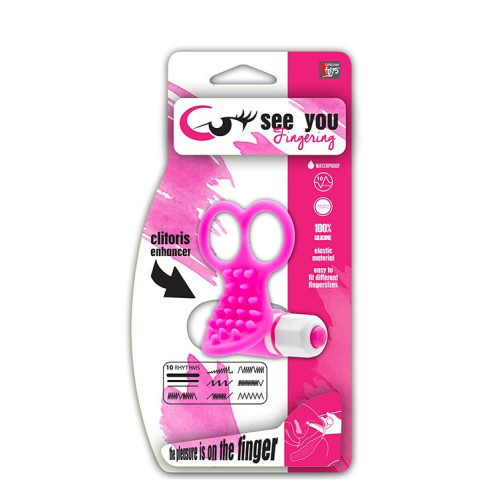 Розовый вибростимулятор с петлями для пальцев SEE YOU FINGERING PINK (розовый)