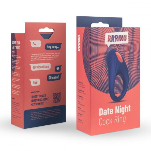 Синее эрекционное кольцо RRRING Date Night Cock Ring (синий)
