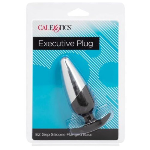 Серебристо-черная анальная пробка Executive Plug - 11,5 см. (серебристый с черным)