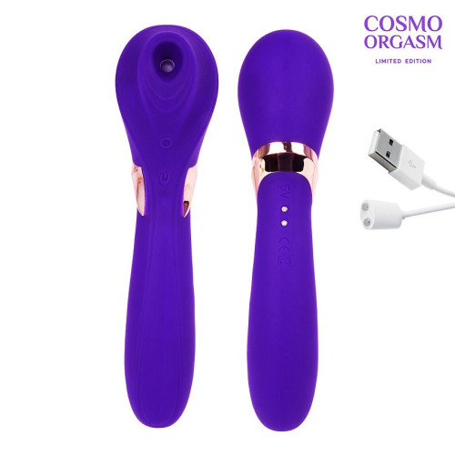 Фиолетовый вакуумный стимулятор с вибрацией - 18,4 см. (фиолетовый)